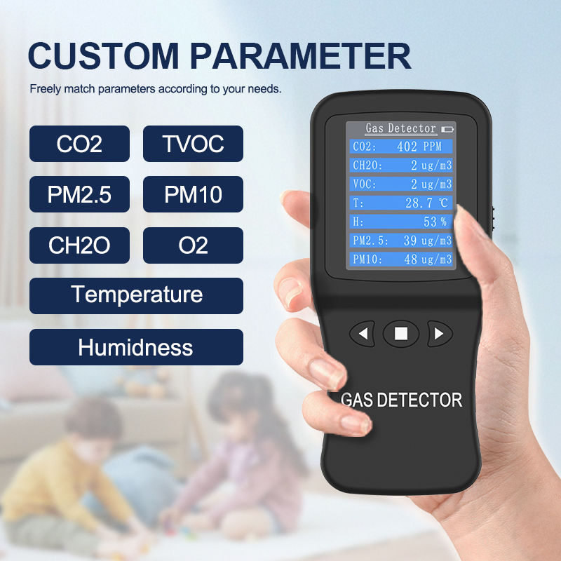Formaldehyde Detection Instrument Professional Household High-Precision Temperature and Humidity CO2 O2 Tvoc Pm2.5 Pm10 Indoor Air Quality Detector