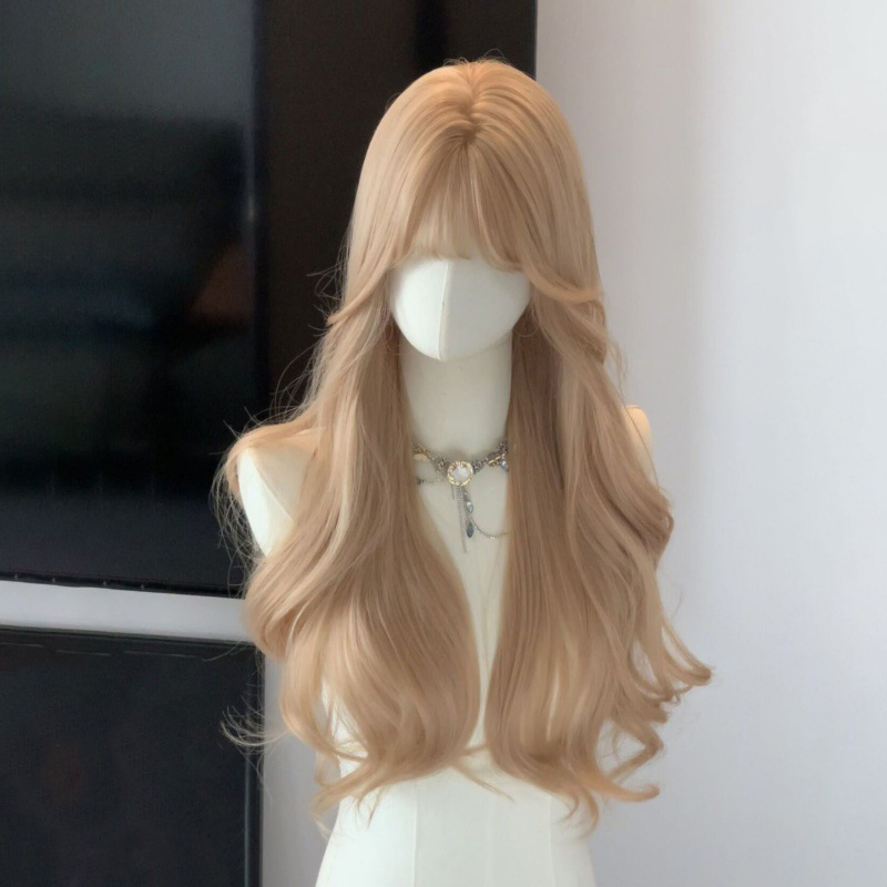 Wig, Women's Long Hair, Women's Group Style Full Head Cover, Fashionable, Big Wave, Slightly Curly, Long Hair, Fluffy and Natural Styling