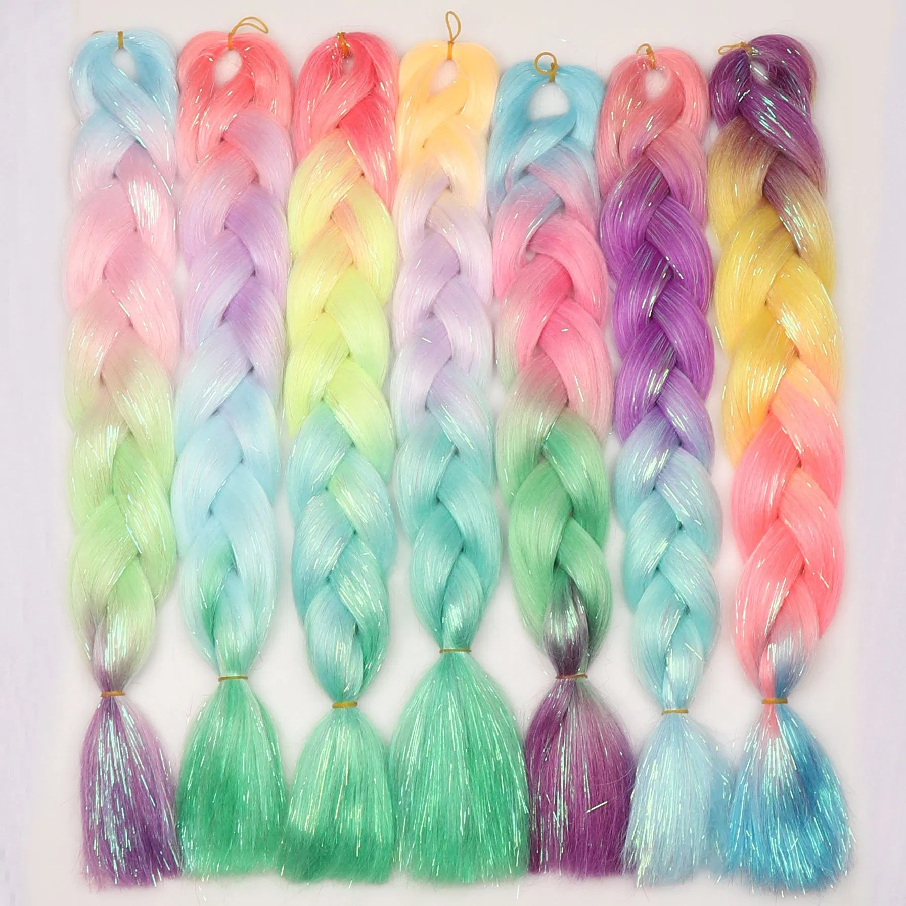 Wholesale Synthetic Glitter Braiding Hair Mixed with Tinsel, OEM &amp; ODM Jumbo Braid Hair with Tinsel
