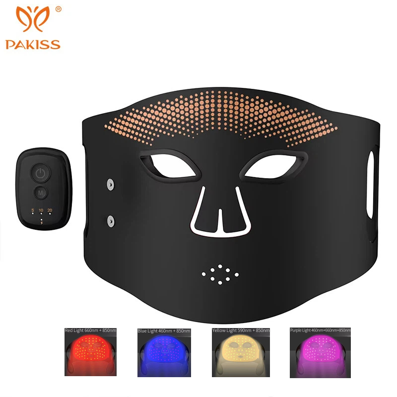 Pakiss Custom OEM/ODM LED Skin Care Mask 4 Color LED Anti Aging Mask for Skin Rejuvenation