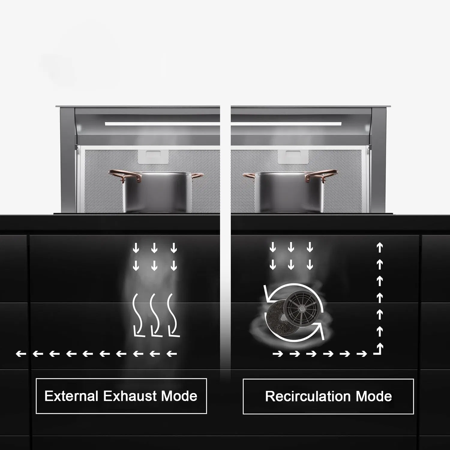 Space Saving Smart Electric Downdraft Range Hood Kitchen Extractor
