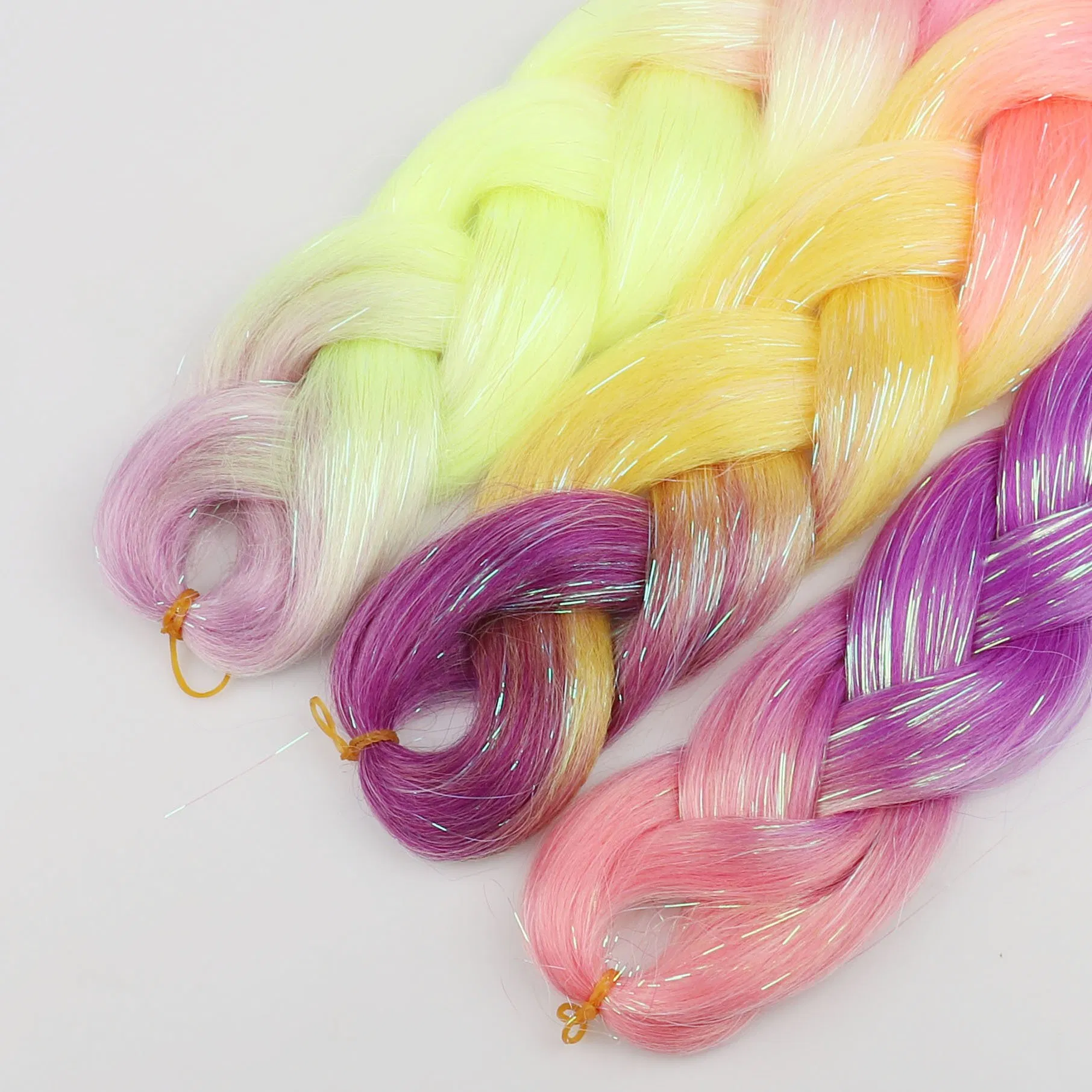 Wholesale Synthetic Glitter Braiding Hair Mixed with Tinsel, OEM &amp; ODM Jumbo Braid Hair with Tinsel