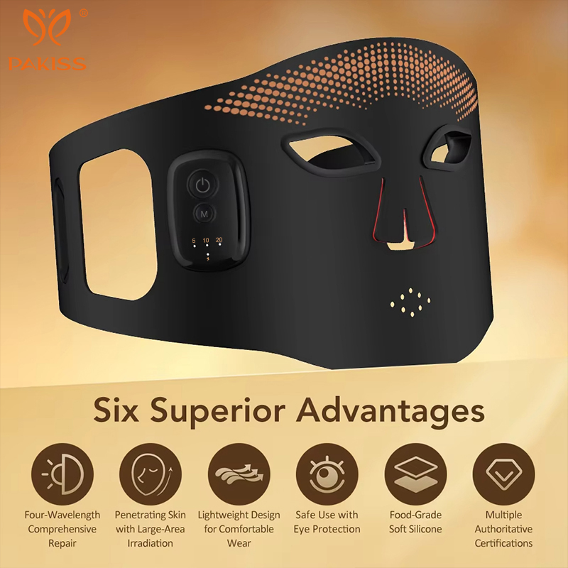 Pakiss Custom OEM/ODM LED Skin Care Mask 4 Color LED Anti Aging Mask for Skin Rejuvenation