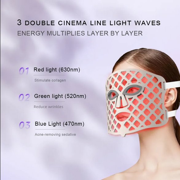 Professional LED Phototherapy Beauty Face Mask 3 Colors Skin Face Mask SPA Skincare LED Face Light Therapy Mask for Home Use with OEM Service