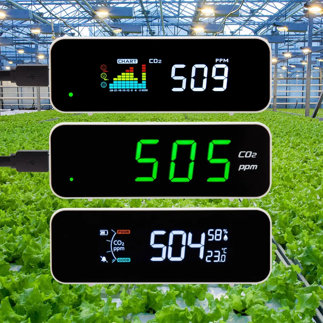 CO2 Detector with Ndir Sensor and Alarm for Air Quality Monitor and Indoor Plant