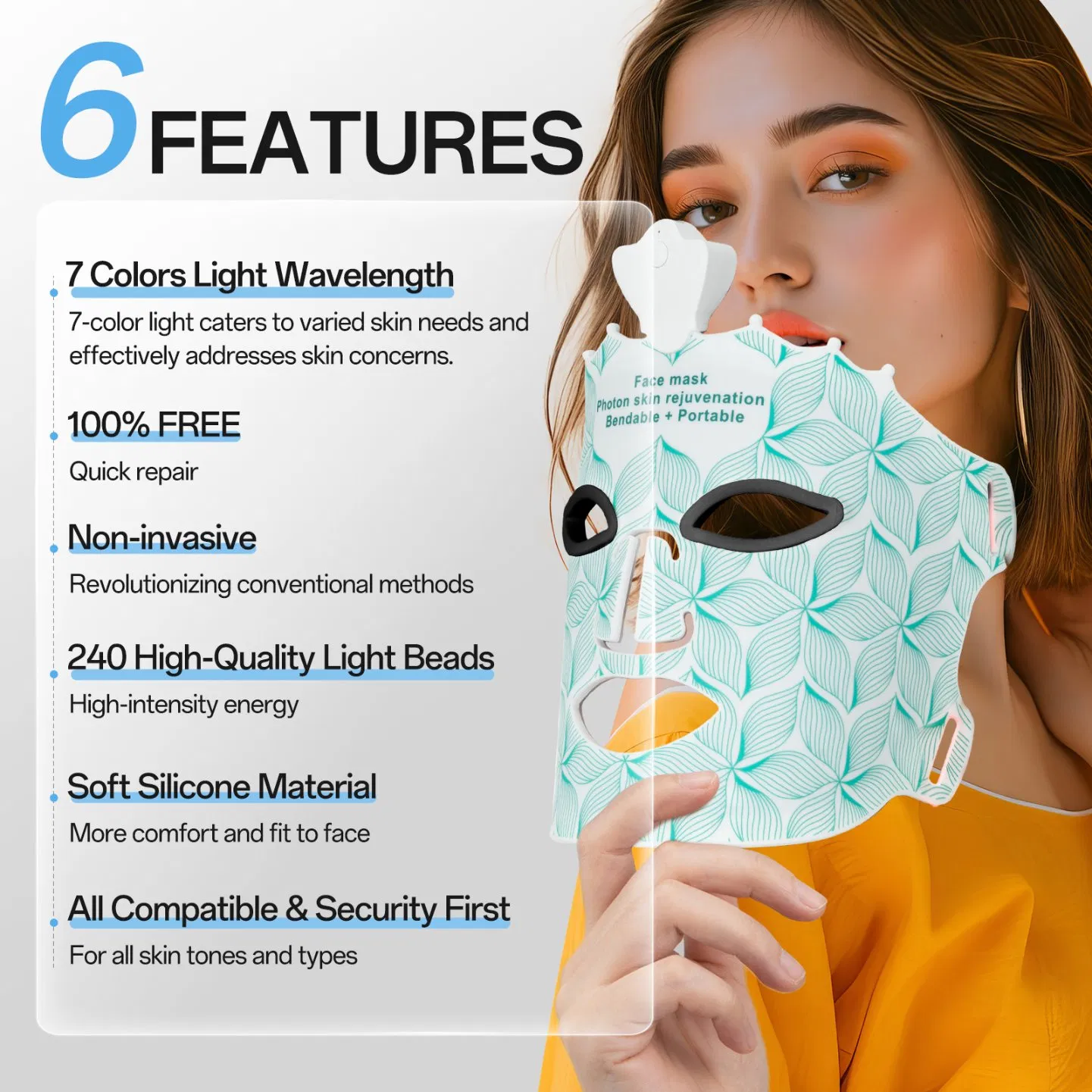 a Must - Have! Portable LED Mask, 7 - Color 630nm Phototherapy Unlocks a New Chapter in Skincare