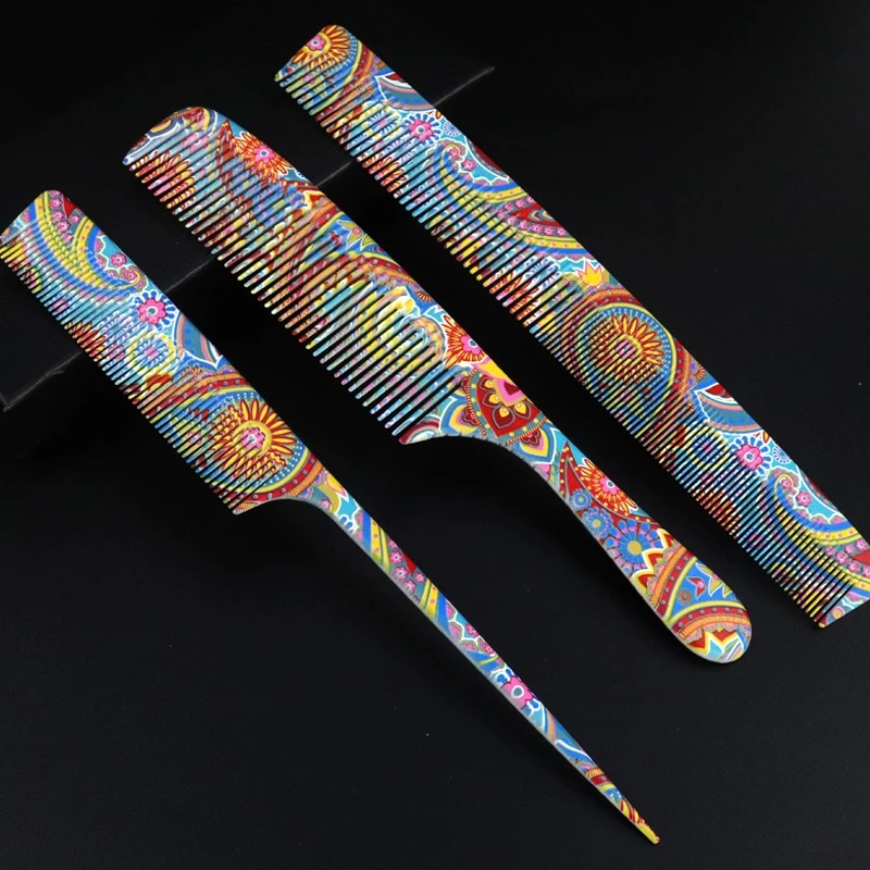 Custom Logo Water Transfer Professional Hair Combs Barber Hairdressing Hair Cutting Brush Anti-Static Tangle Salon Hair Care Styling