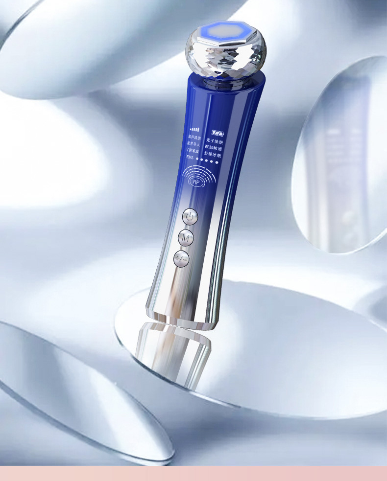 Home Use RF Radio Frequency Beauty Instrument EMS Face Lifting Import &amp; Export Device Hot &amp; Cold Facial Tightening Massager