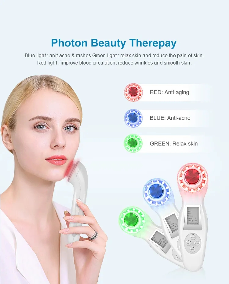Wholesale Price Ultrasound Skin Rejuvenation Anti Spot Fine Line Acne Wrinkle Photon Ion LED Ultrasonic Beauty Device