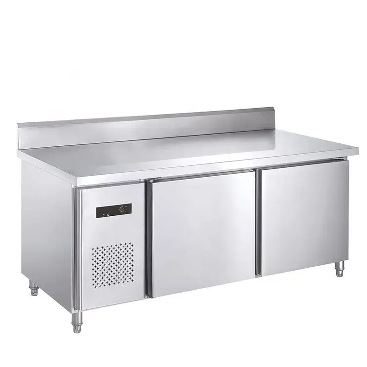 Restaurant Kitchen Salad Display Bar Counter Top Three Door Cold Salad Bar Fridge