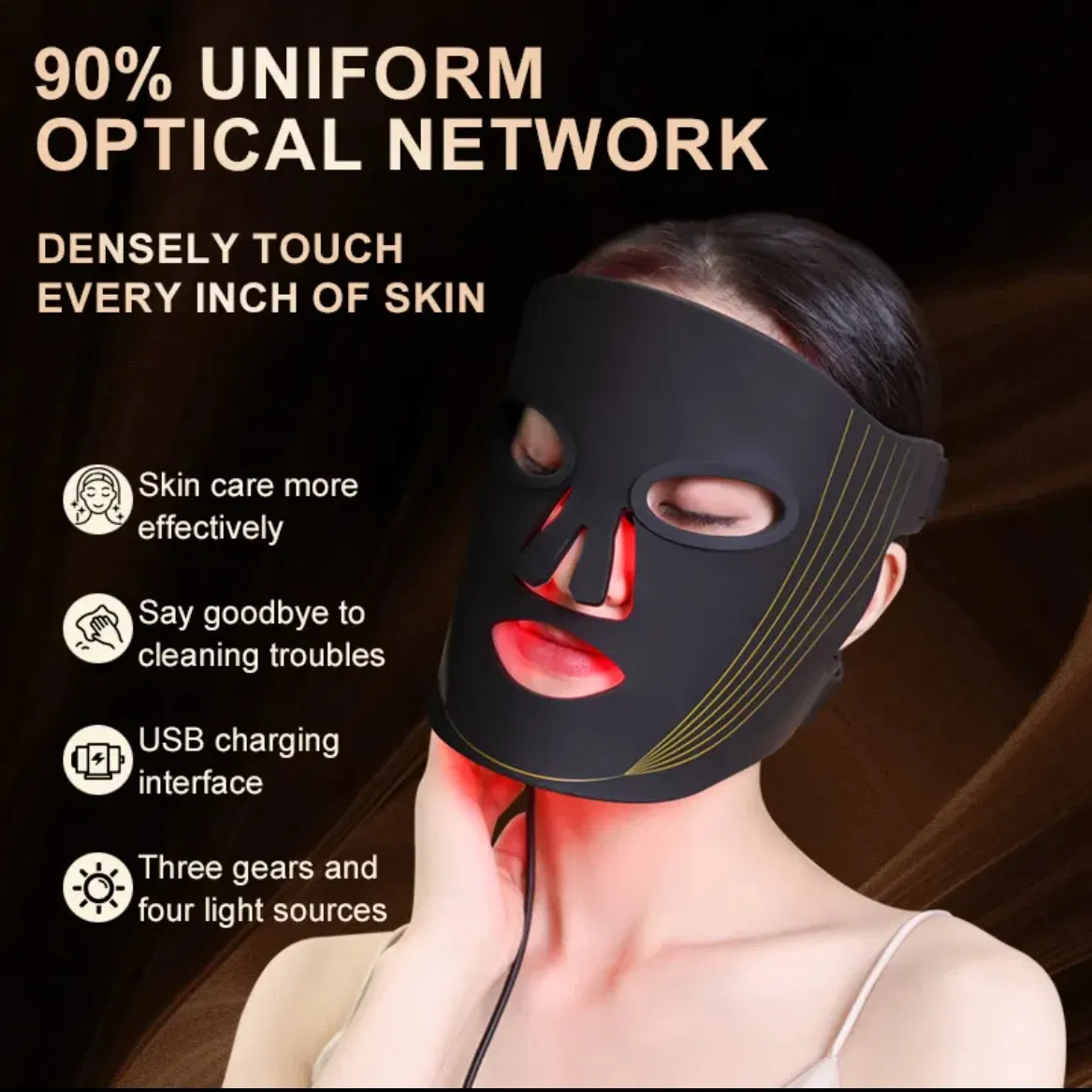 Beauty Device Silicone Facial Mask Skin Care Machine Phototherapy LED Photon Therapy LED Face Infrared Light Therapy Mask