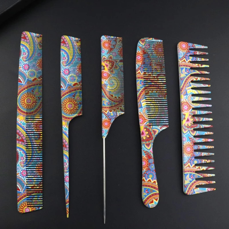 Custom Logo Water Transfer Professional Hair Combs Barber Hairdressing Hair Cutting Brush Anti-Static Tangle Salon Hair Care Styling