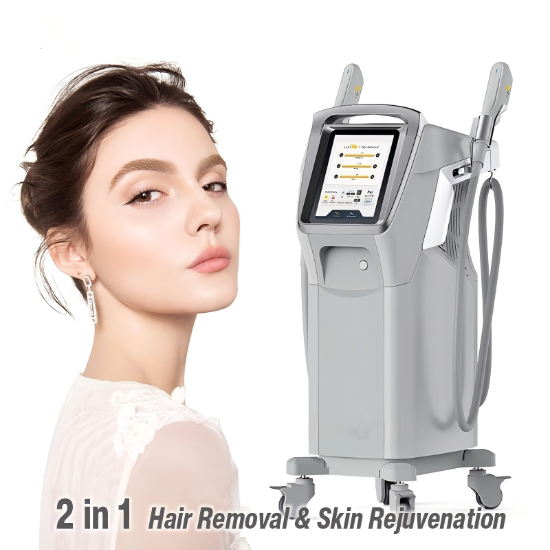 Painless Multifunctional Dual-Handle Device IPL Ice Cooling Laser Double Handle Hair Removal +IPL Laser Machine for Beauty Salon Service