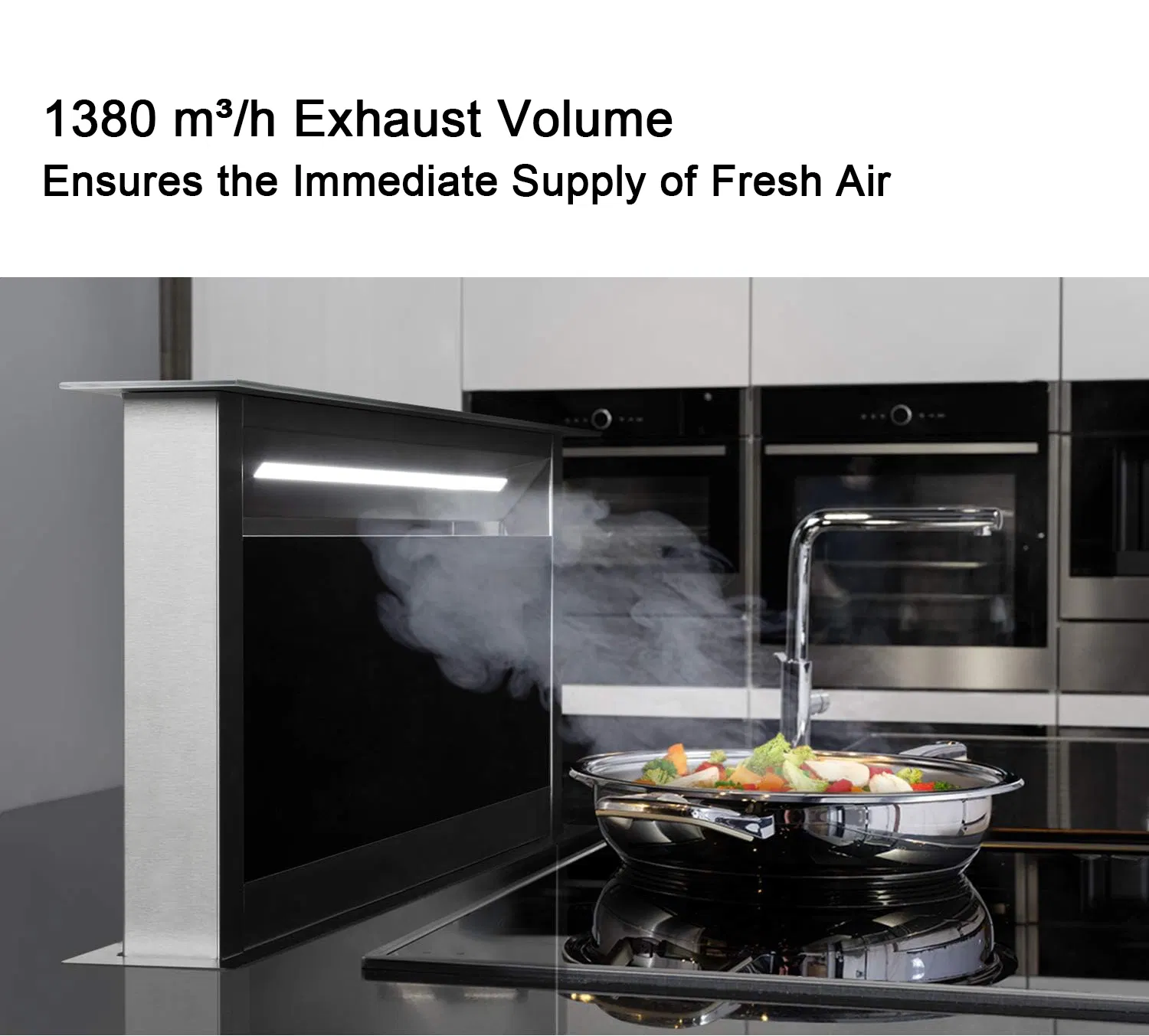 Space Saving Smart Electric Downdraft Range Hood Kitchen Extractor