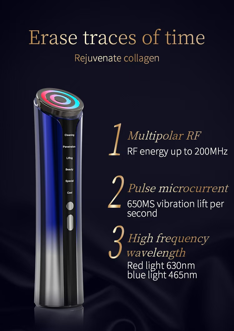 6 in 1 Microcurrent Skin Tightening Facial Device Firming RF Lifting Wrinkle Removal Facial Beauty Machine
