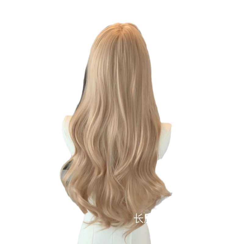 Wig, Women's Long Hair, Women's Group Style Full Head Cover, Fashionable, Big Wave, Slightly Curly, Long Hair, Fluffy and Natural Styling