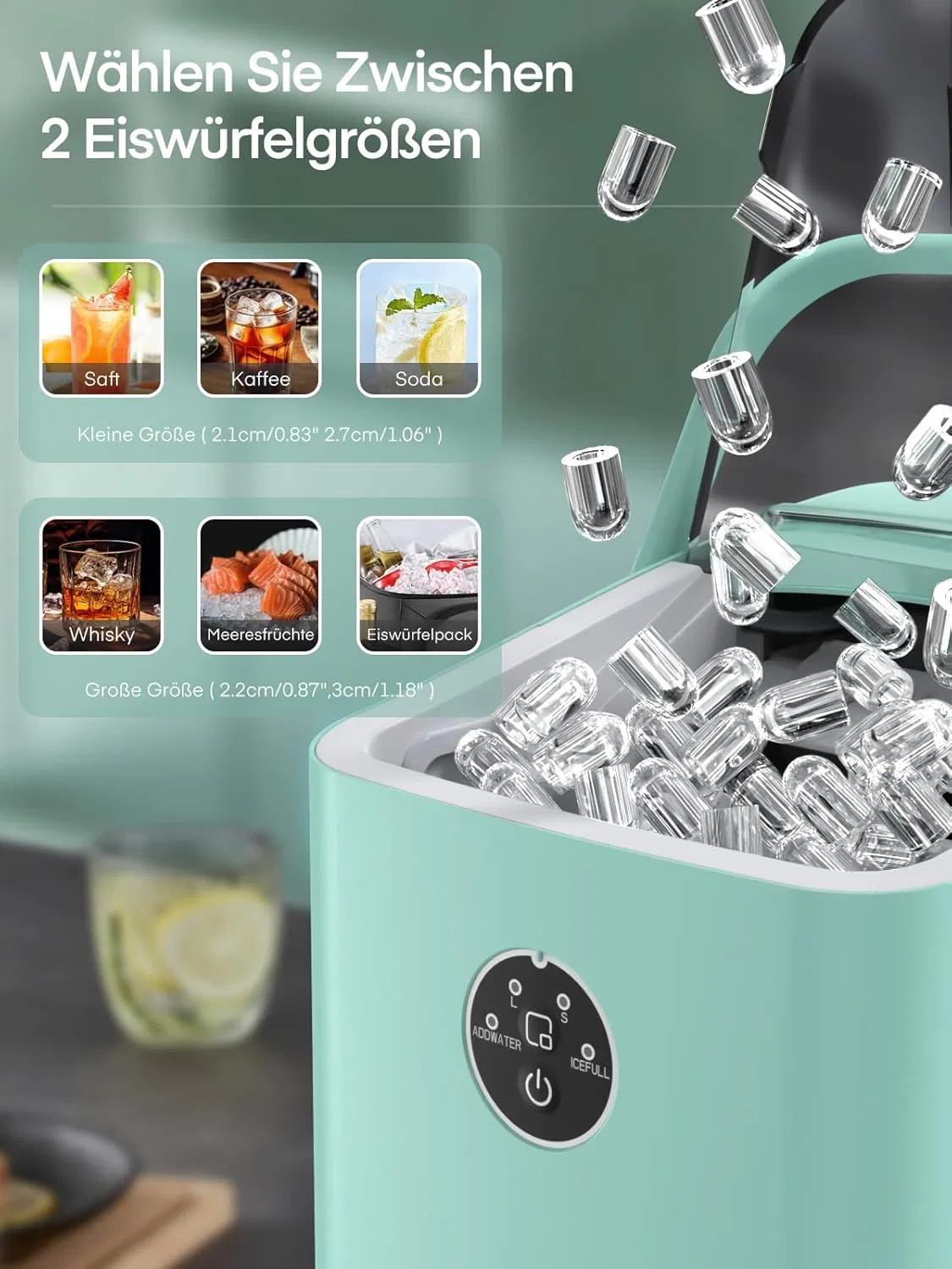 Smart Countertop Automatic Home Ice Maker with APP Control &amp; Self-Cleaning Portable Ice Machine for Home and Office Use