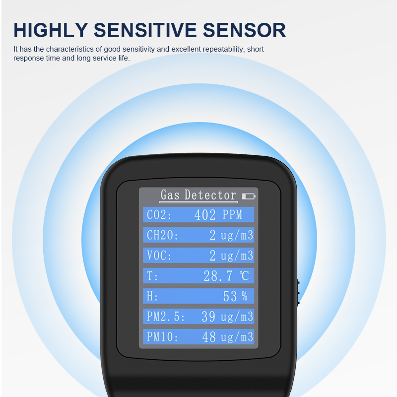 Formaldehyde Detection Instrument Professional Household High-Precision Temperature and Humidity CO2 O2 Tvoc Pm2.5 Pm10 Indoor Air Quality Detector