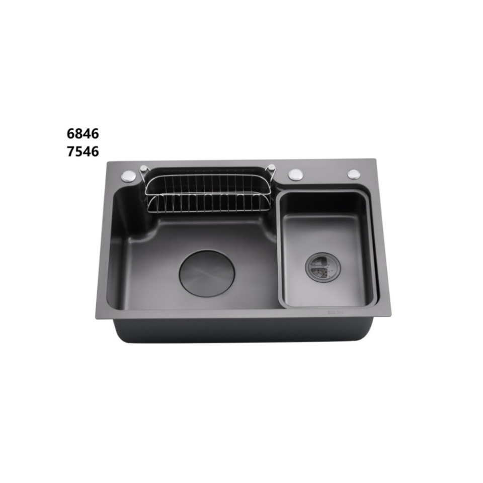 Handmade Black 304 Stainless Steel Waterfall Smart Multifunction Kitchen Sink