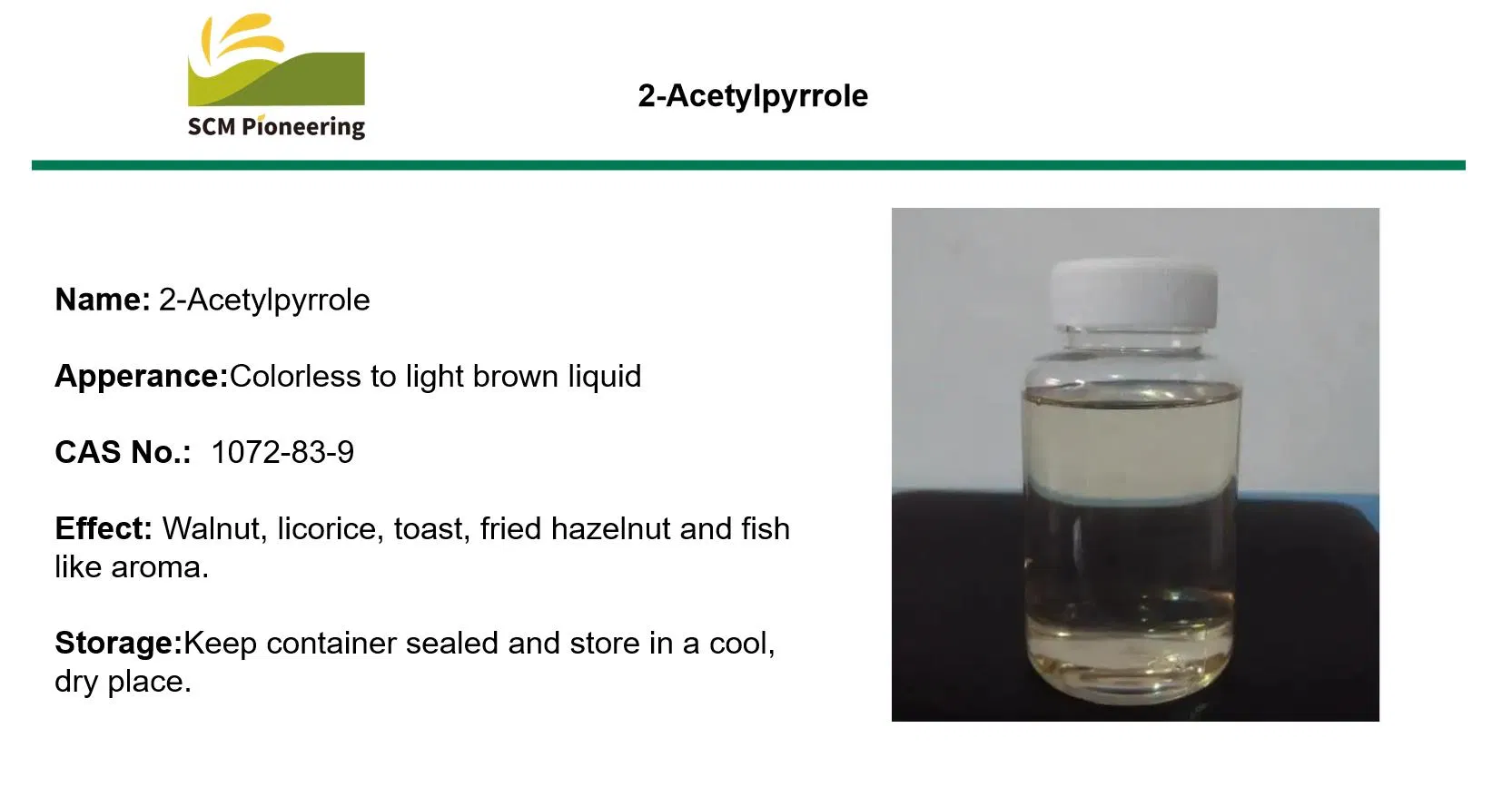 مضاف غذائي رائحة ونكهة 2-Acetylpyrrole 1072-83-9 /2-Acetyl بيرول