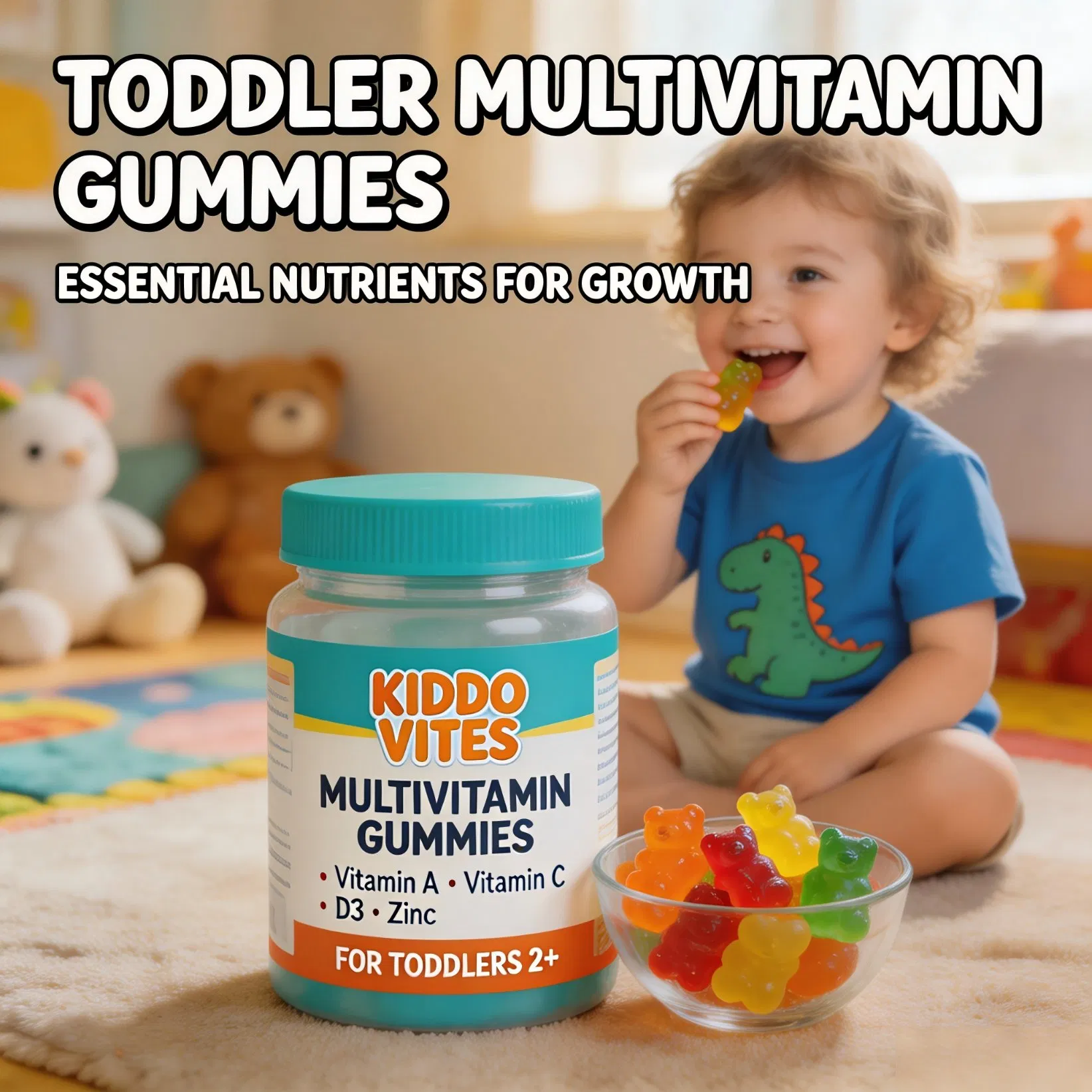 Gomitas multivitamínicas deliciosas para niños pequeños con nutrientes esenciales