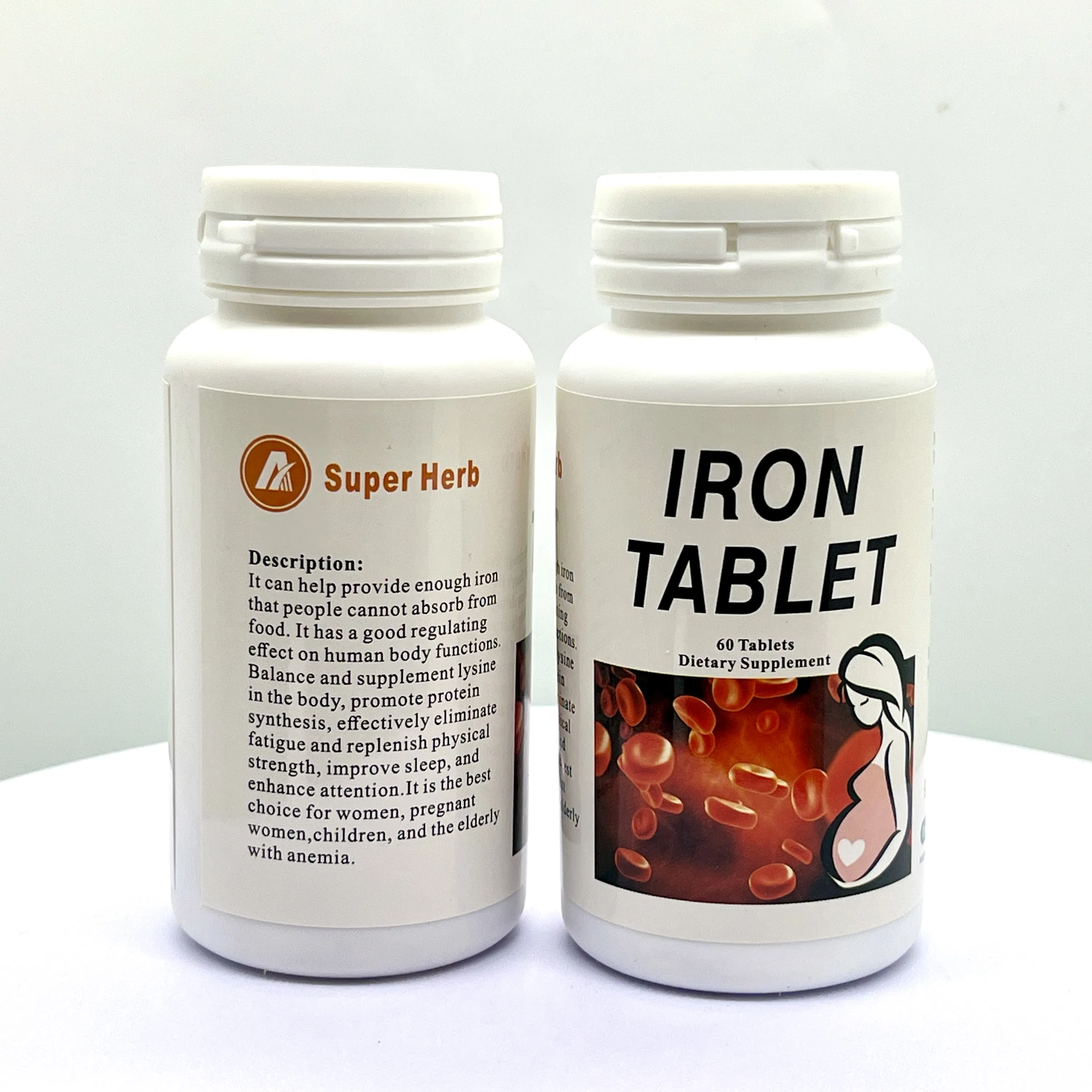 Tabletas de ácido fólico de grado alimenticio con hierro, suplementos herbales para mujeres embarazadas