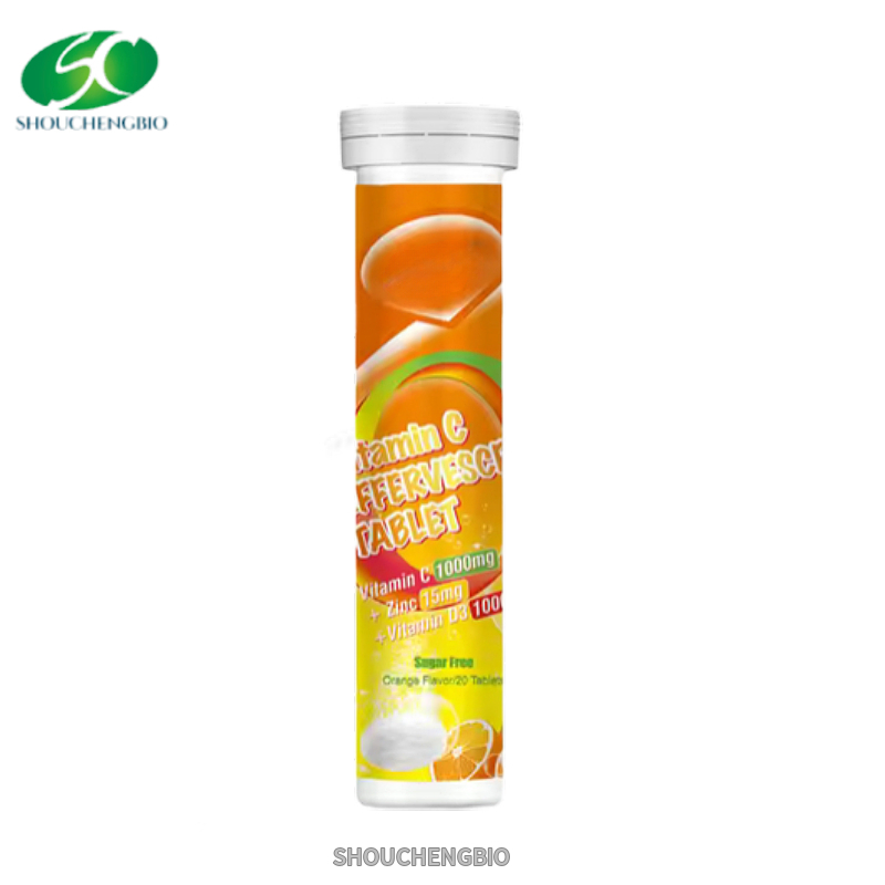 Tableta efervescente de vitamina C natural 1000mg zinc 15mg y suplemento de vitamina D3
