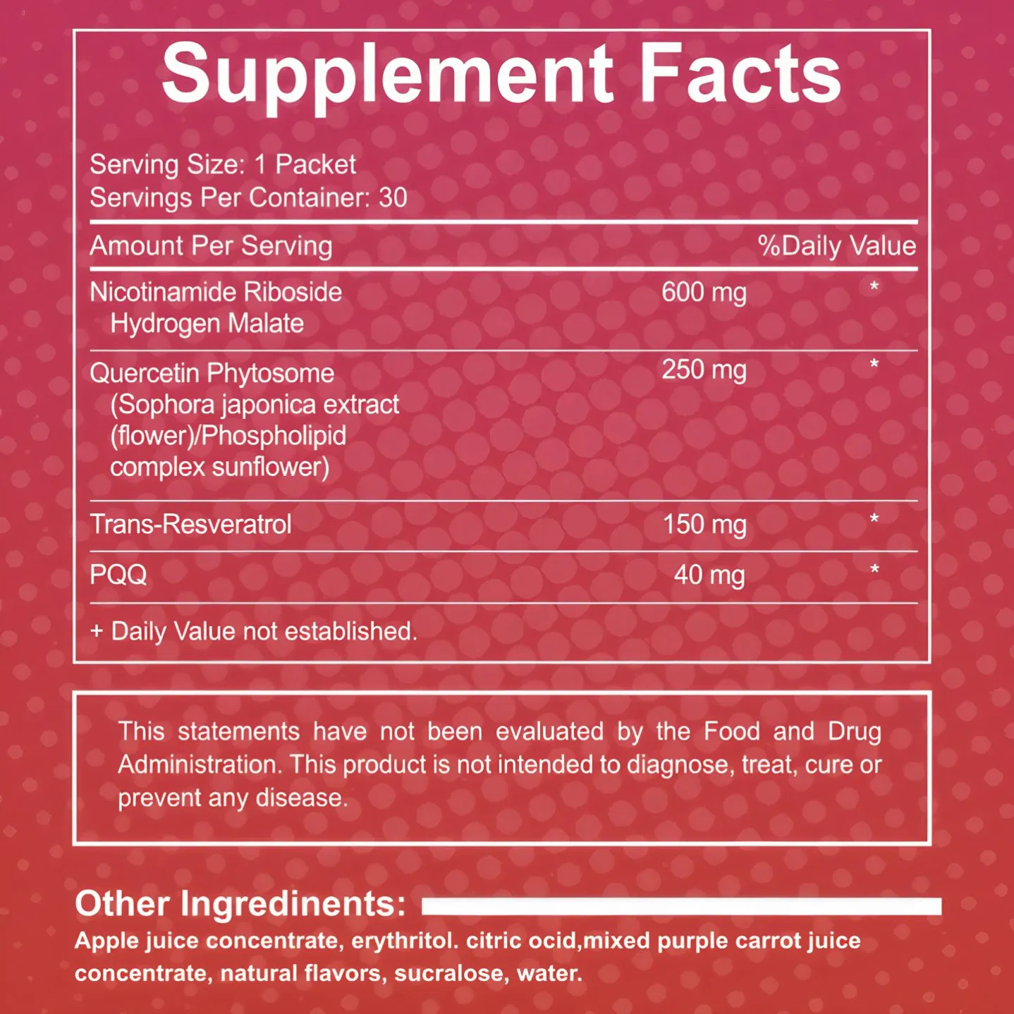 Mezcla de bebida sabor a baya OEM/ODM Hot Nad + 1000mg para el apoyo de la salud de la piel, energía y enfoque