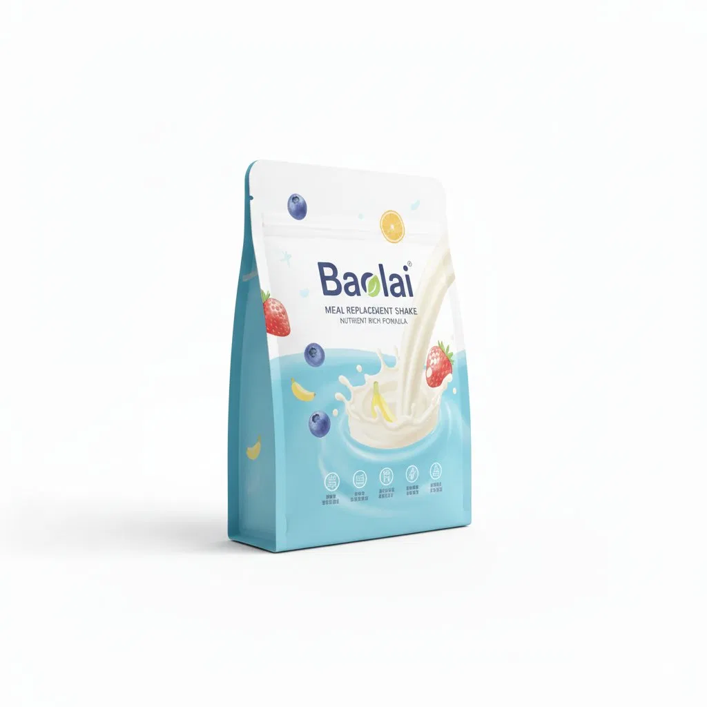 Bolsa Plana con Fondo Personalizada 200g 500g con Cierre para Empaque de Batido de Reemplazo de Comida