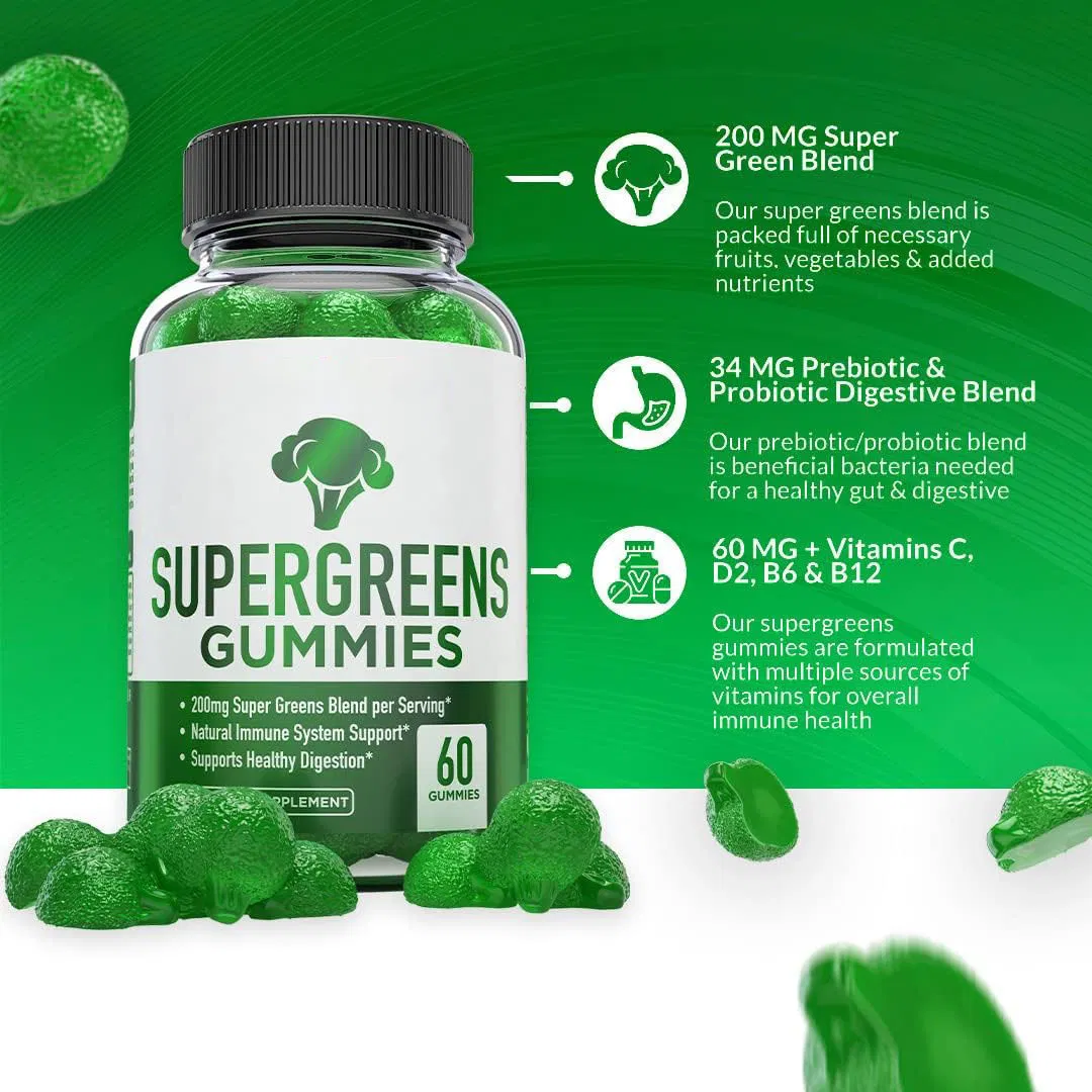 Gomitas de Supergreens - 200mg Superalimento rico en nutrientes para la inmunidad