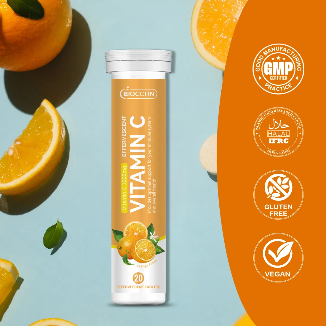 Tabletas efervescentes de vitamina C 1000mg vitaminas y suplementos para el apoyo inmunológico, salud de la piel y antioxidante