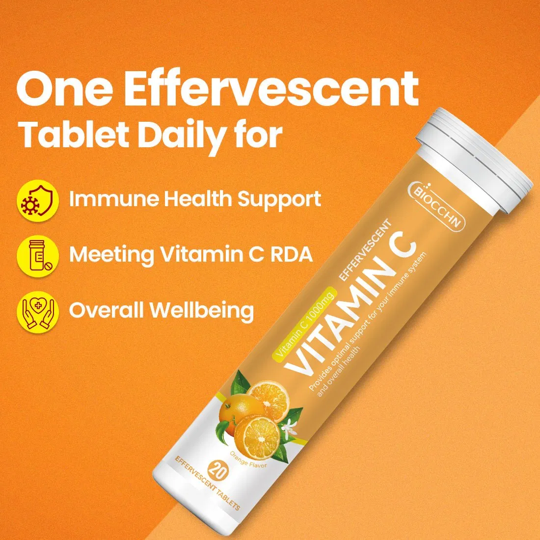 Tabletas efervescentes de vitamina C 1000mg vitaminas y suplementos para el apoyo inmunológico, salud de la piel y antioxidante