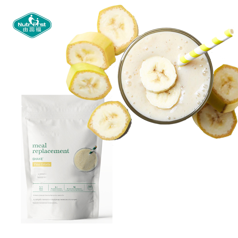 Batido de reemplazo de comida vegano sin OGM, sin gluten, en polvo de proteína vegetal y superalimentos verdes