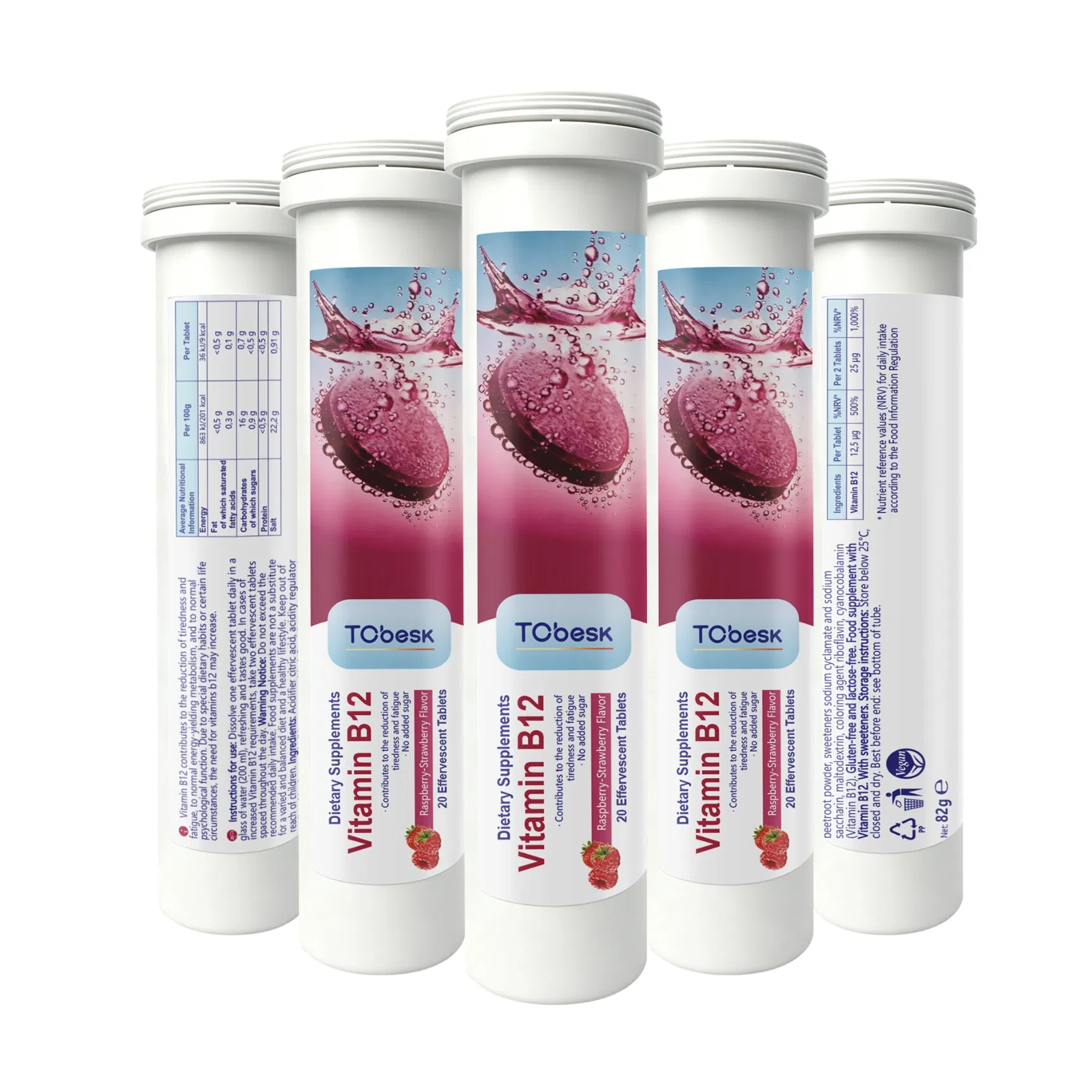 Suplemento Tcbesk Reduce el Cansancio y la Fatiga Vitamina B12 Tabletas Efervescentes
