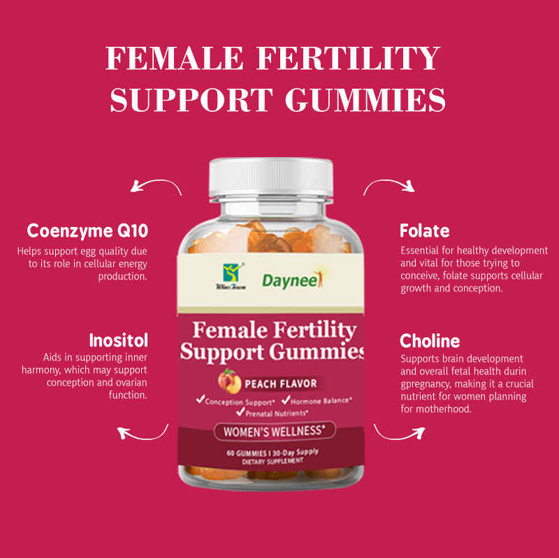 Gomitas de apoyo a la fertilidad femenina, ayuda para la concepción, equilibrio hormonal, nutrientes prenatales