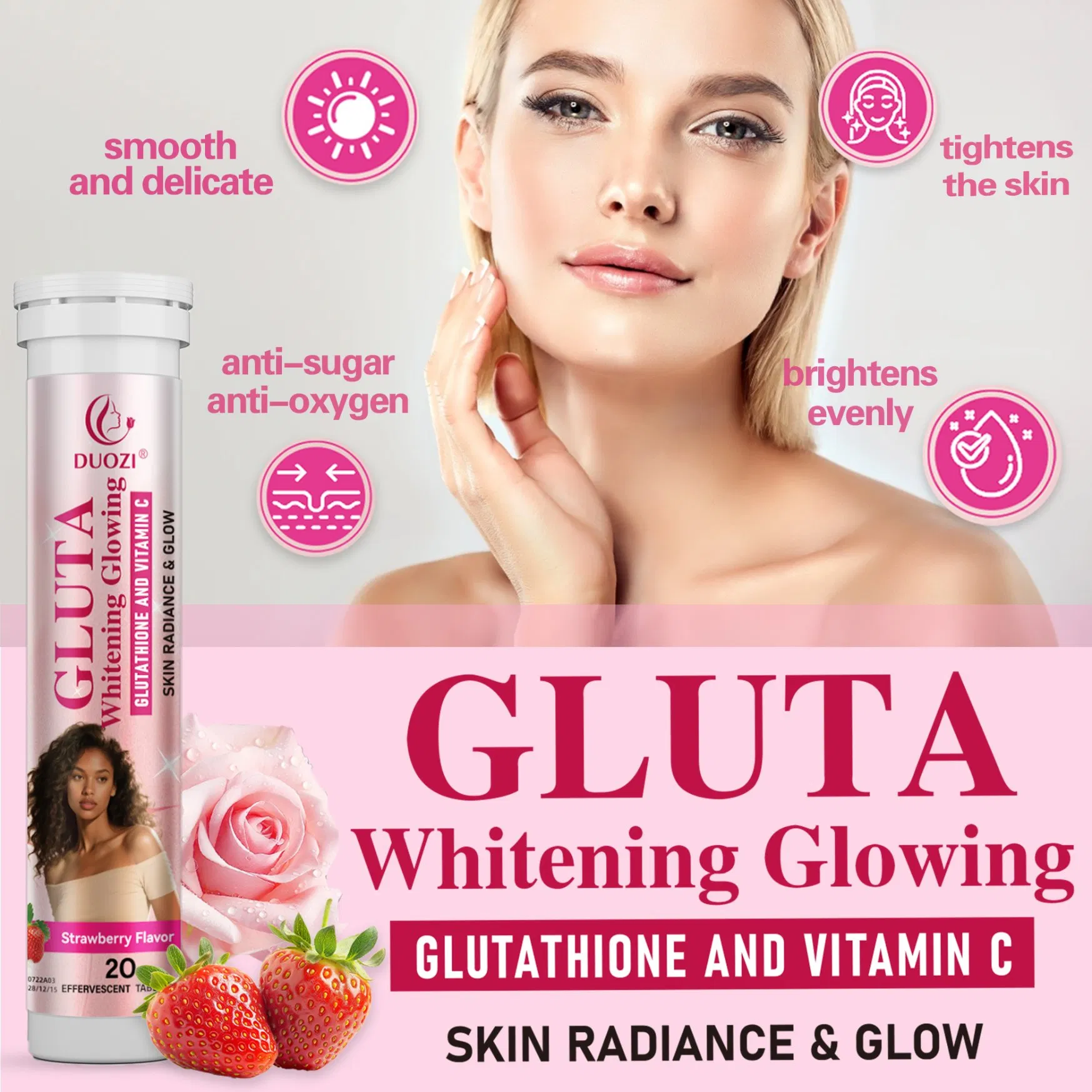 Tabletas de Gluta Blanqueadoras para Belleza y Radiancia Efervescente