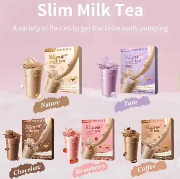 Productos eficientes para la pérdida de peso, té de leche desnatada sabor taro, polvo de batido sustitutivo de comidas, té adelgazante