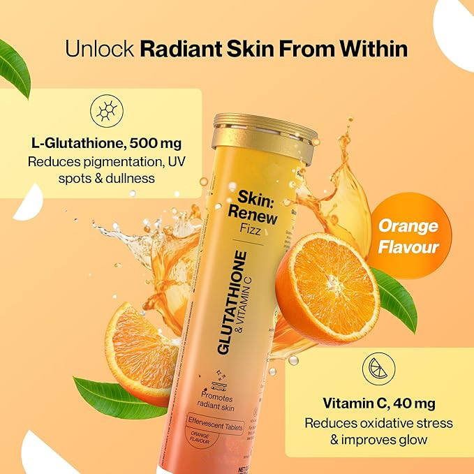Tabletas efervescentes de glutatión y vitamina C para una piel radiante