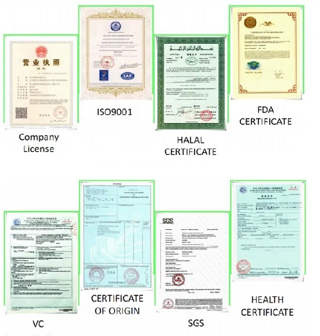Certificados ISO HALAL SGS FDA