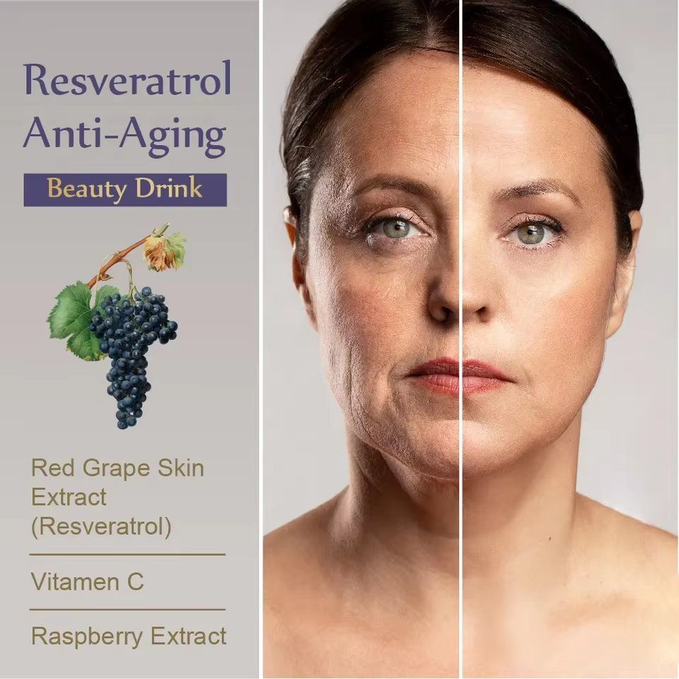 Bebida líquida oral de resveratrol de marca privada para aumentar la inmunidad, proporcionar energía y blanquear la piel