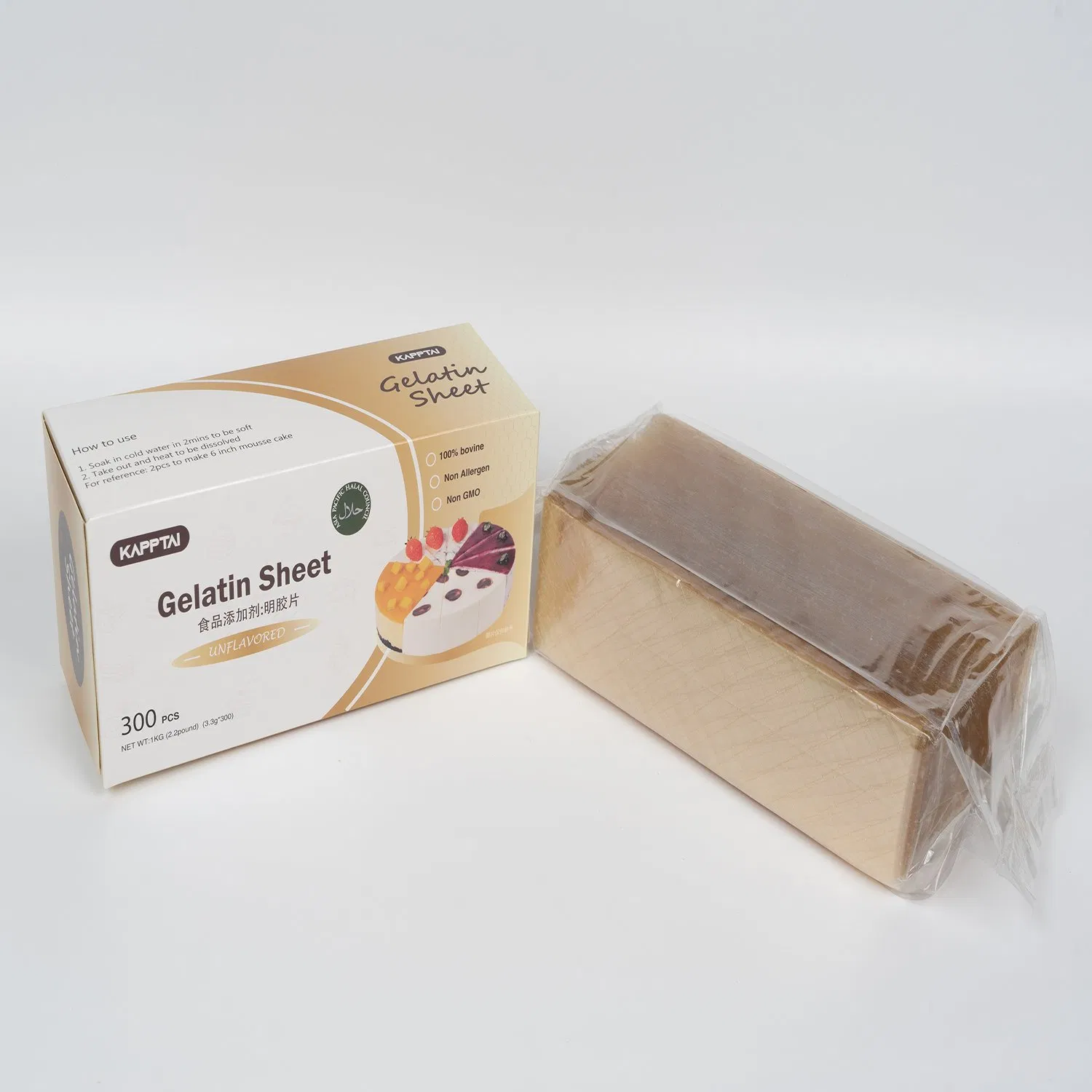 Gelatina de hoja de alta transparencia, gelatina bovina, uso familiar