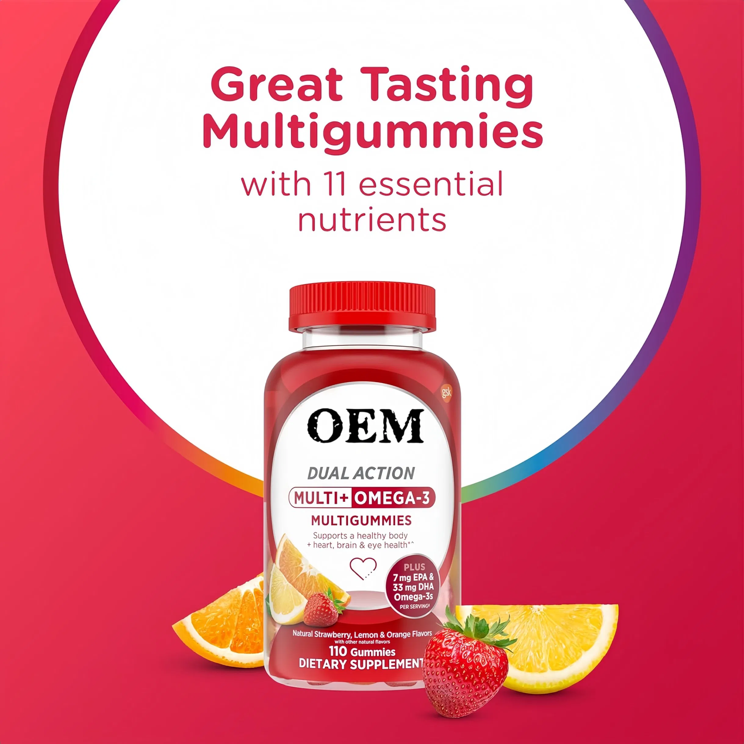 Gominolas multivitamínicas de gran sabor con 11 nutrientes esenciales que apoyan la salud del corazón, el cerebro y los ojos