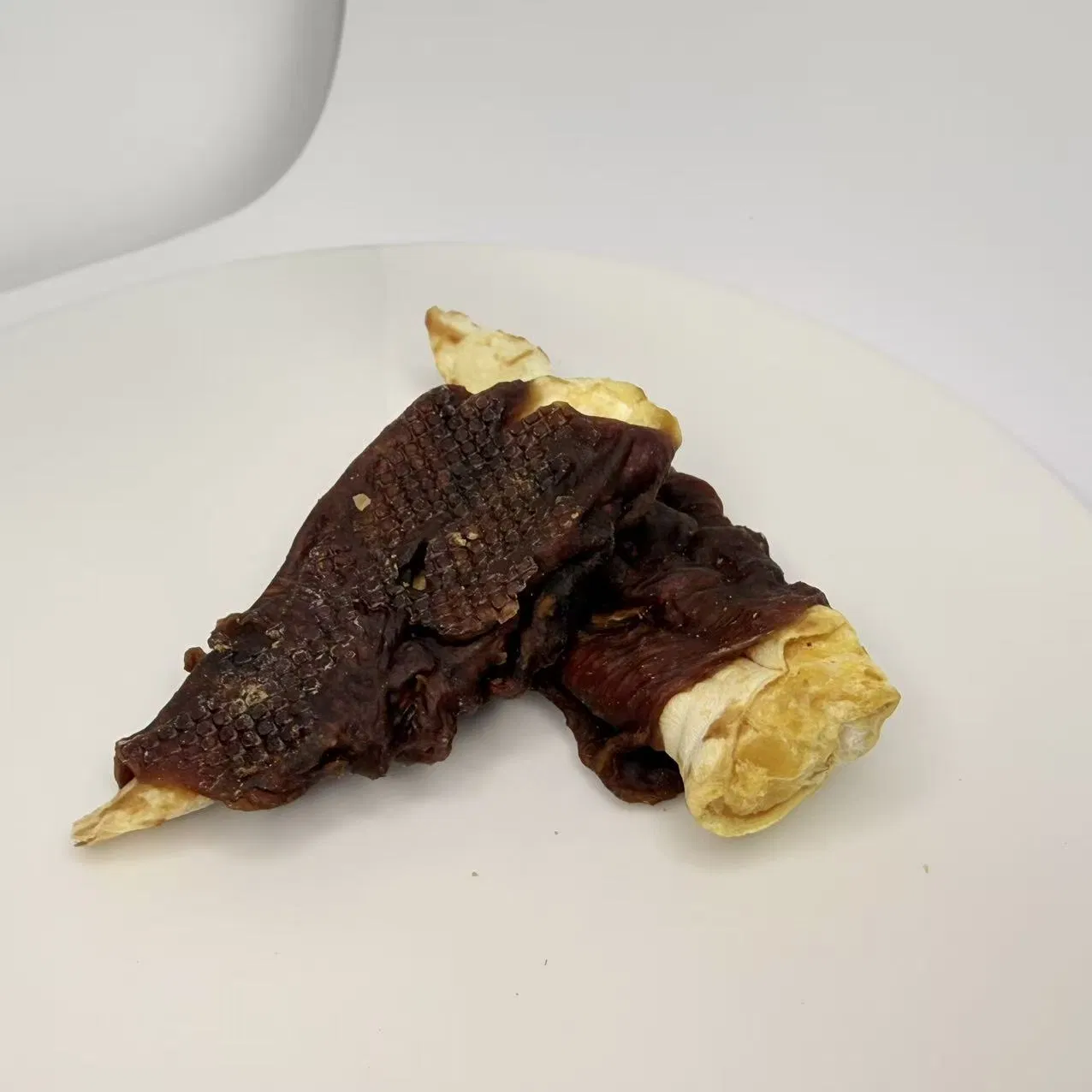 Bocadillos para mascotas de envoltura de pato saludable con oreja de conejo para todas las razas