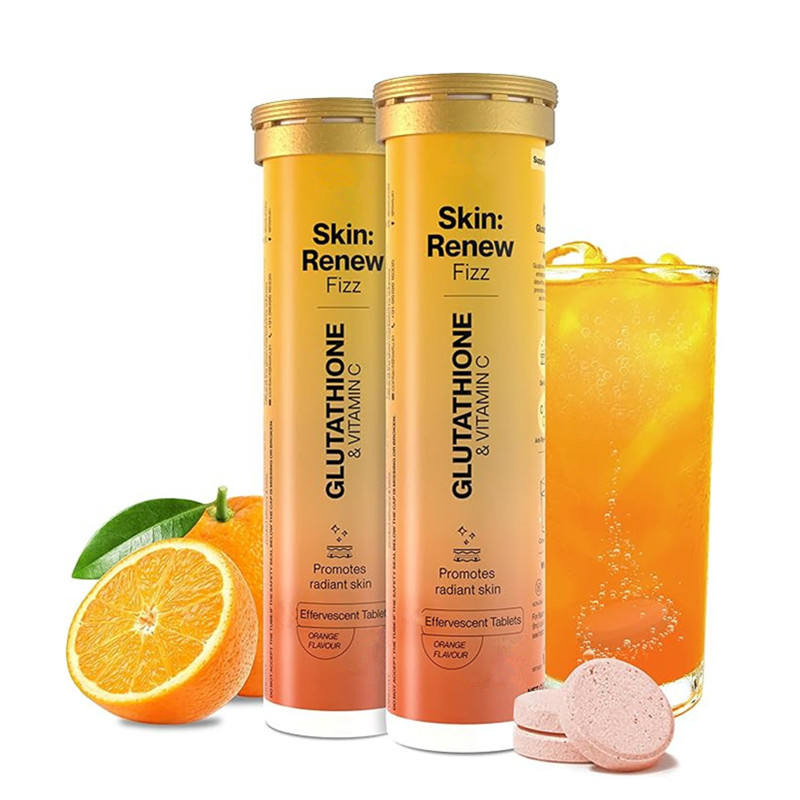 Tabletas efervescentes de glutatión y vitamina C para una piel radiante