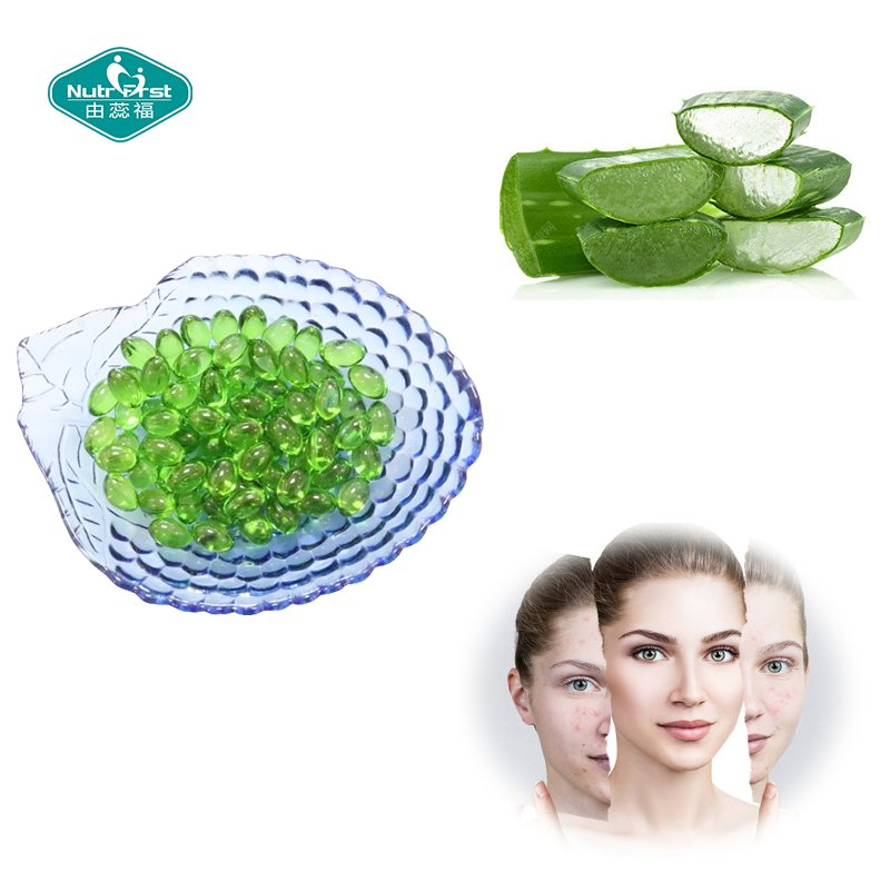 Beneficios de las cápsulas blandas de aloe vera Nutrifirst para la piel y el cabello, apoya la salud bucal, cápsulas a granel