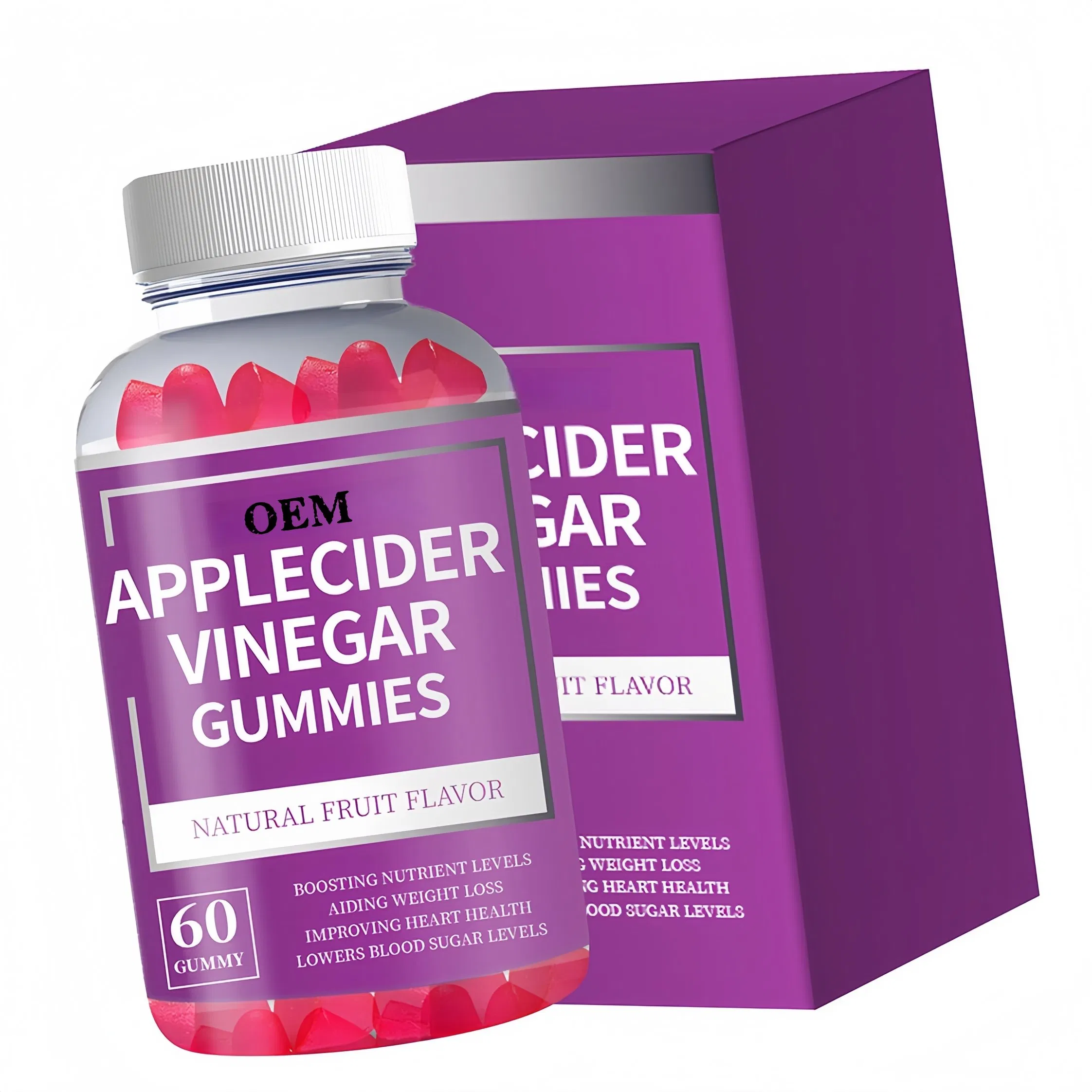 Gomitas de vinagre de manzana sabor a fruta natural 60 gomita por botella suplemento dietético para hombres