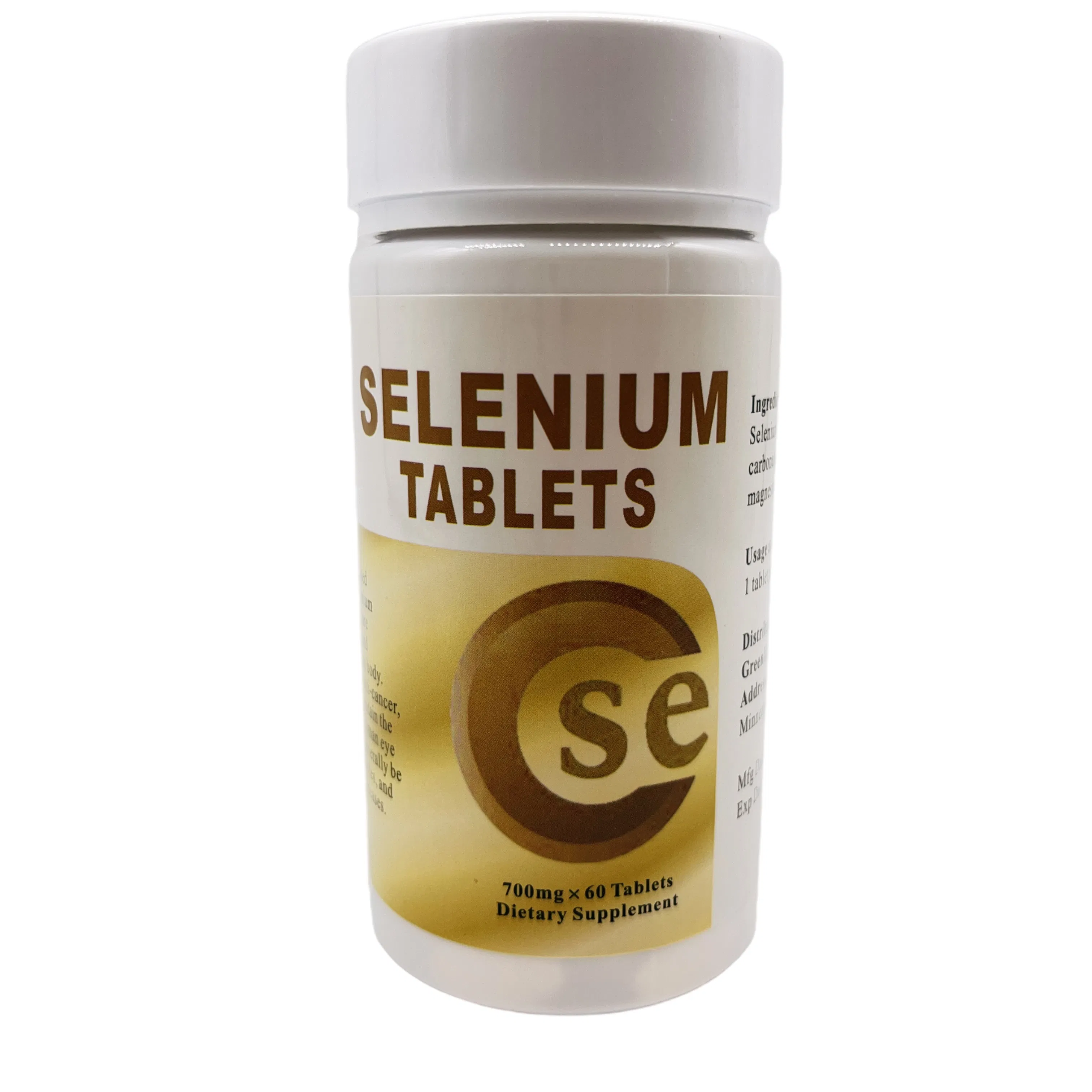 Suplemento Herbal Nutricional Saludable de Grado Natural con Vitamina Selenio en Tabletas