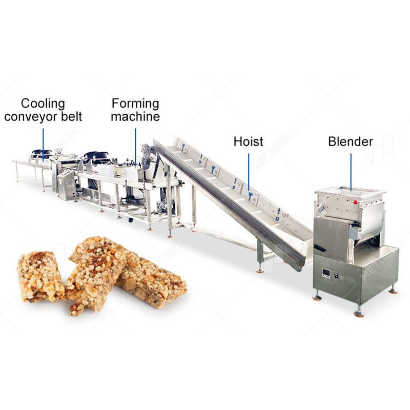 Equipo de procesamiento automatizado de barra de bocadillos para pequeñas empresas, energía, cacahuete caramelizado, proteína, barra de cereal para desayuno, barra de caramelo, línea de producción