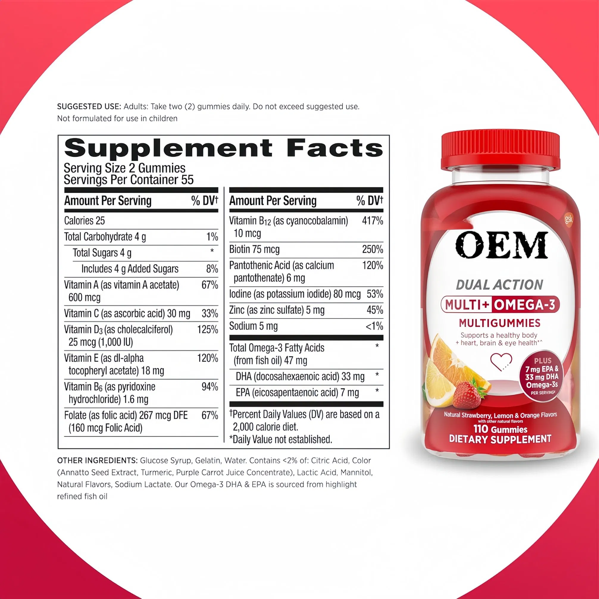 Gominolas multivitamínicas de gran sabor con 11 nutrientes esenciales que apoyan la salud del corazón, el cerebro y los ojos