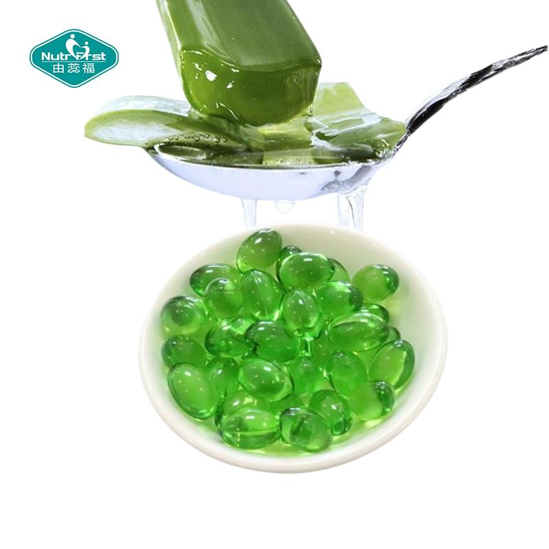 Beneficios de las cápsulas blandas de aloe vera Nutrifirst para la piel y el cabello, apoya la salud bucal, cápsulas a granel